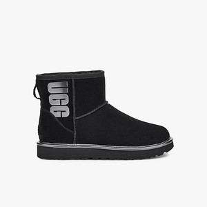 Ugg Classic Mini Rubber Logo Klassiska Stövlar Dam Svarta (480596VWN)